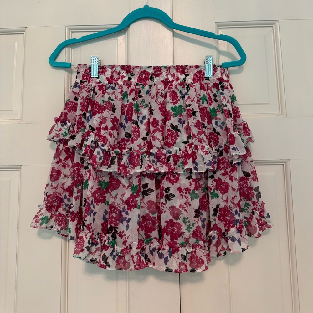 Misa Los Angeles Floral Tiered Ruffle Skirt